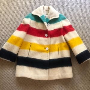 Striped Hudson Bay Pont Blanket Wool Coat